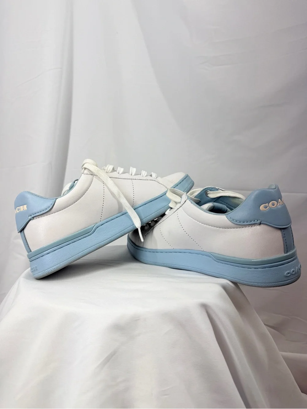 Coach White Sneakers with Light Blue Accents